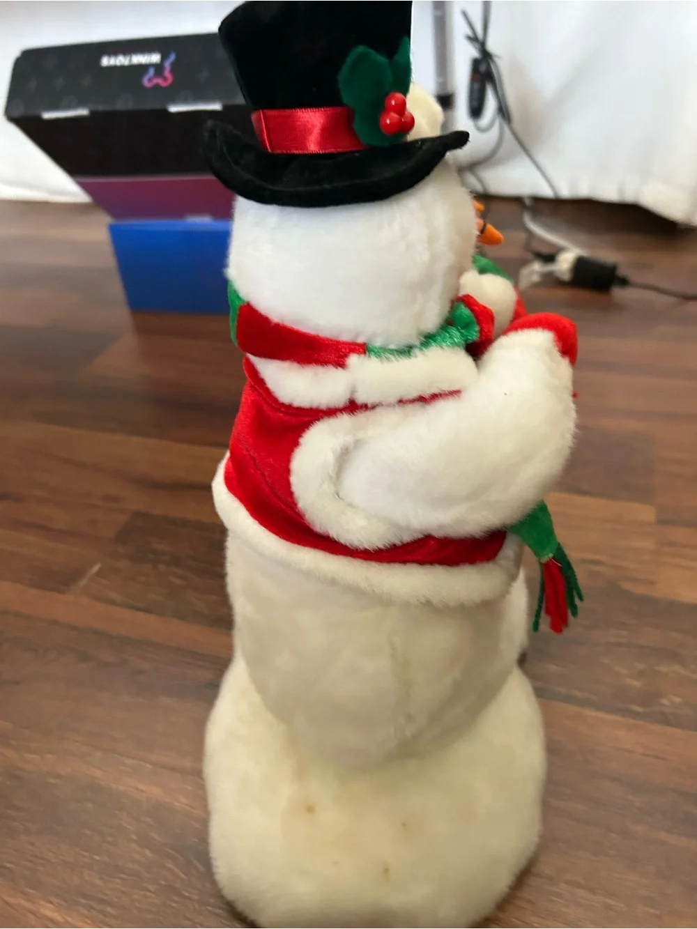 Holiday Plush Animated and Singing Snowman Duo - Red & Green Winter Decor by